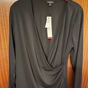 NWT- Talbots long sleeve crossover top- black